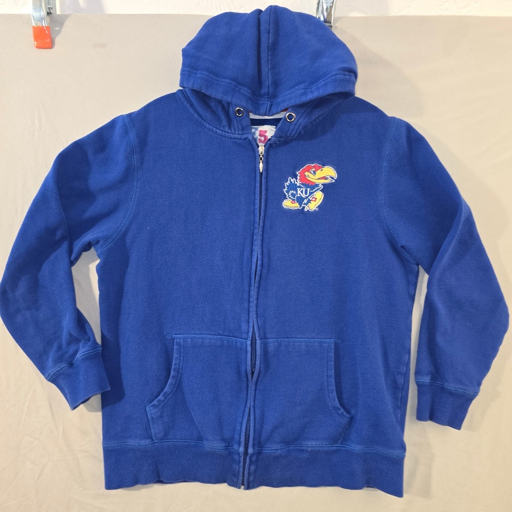 E5 College Classics Hoodie XL Women Blue Rock Chalk Jayhawk Sequin Full Zip